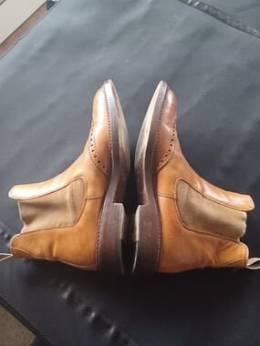 Men's Tan Leather Chelsea Boots with Brogue Accent